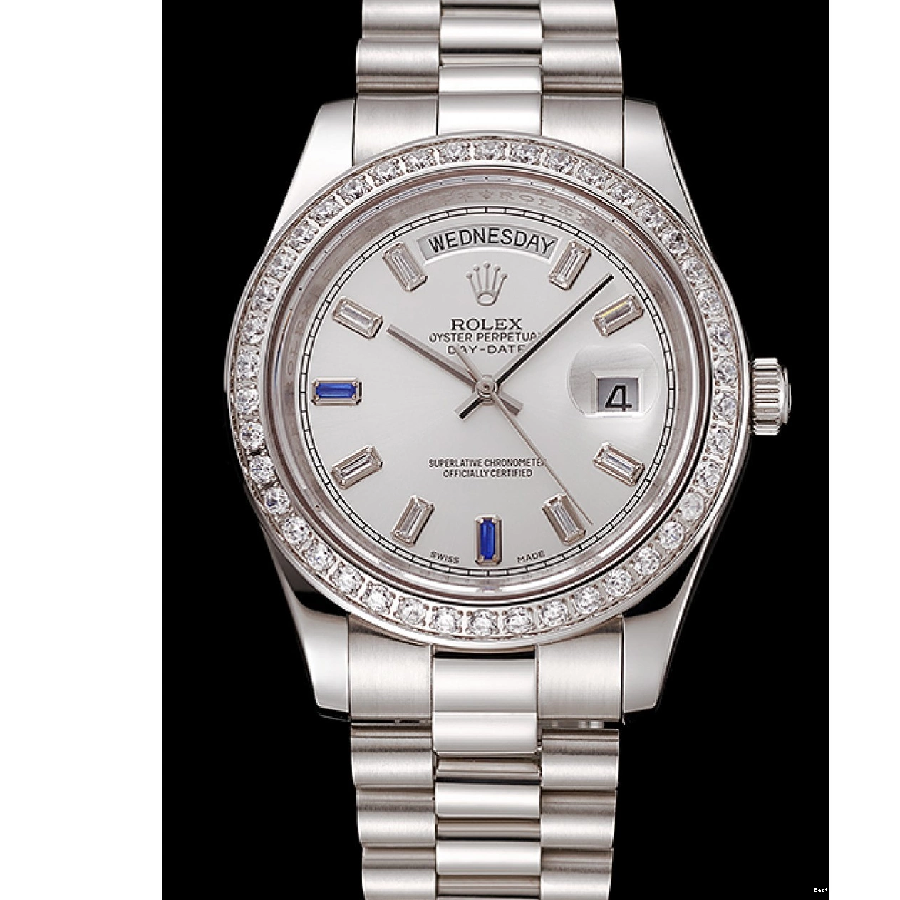 Best AAA Replica Sites Bezel Diamonds Rolex Steel Staineless 1454109 Bracelet Swiss Day-Date 0802